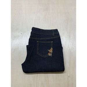 HiP Flared Jeans Women's Size 13 Approx 34x32 Heart‎ Embroidered Stretch Denim